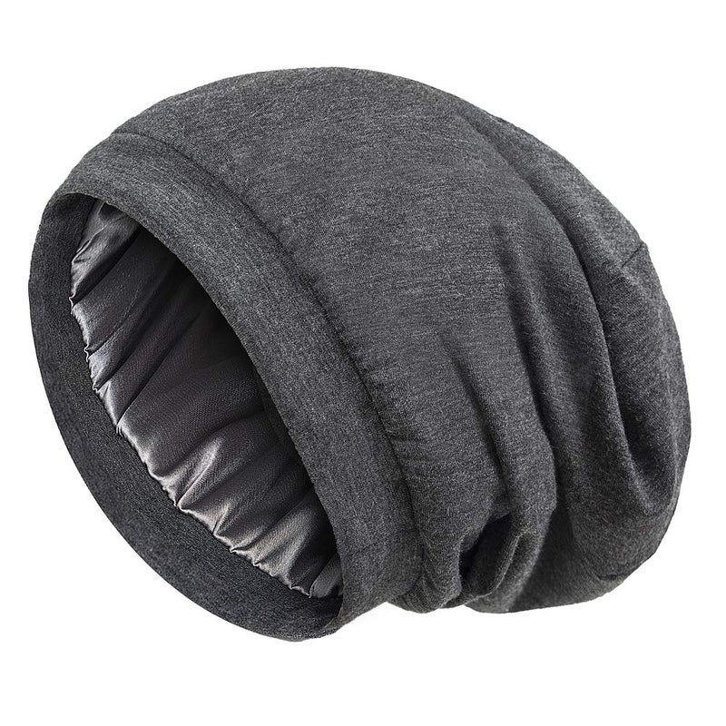 Alnorm Soft Stretchy Sleep Cap Unisex Skull Cap Chemo Hat for Cancer Patients Dark Grey - Image 5